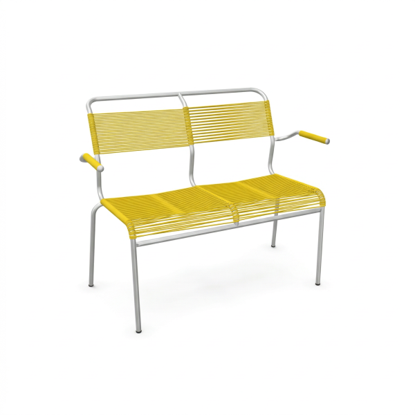 Säntis Spaghetti-Bank 2-er mit Armlehne feuerverzinkt