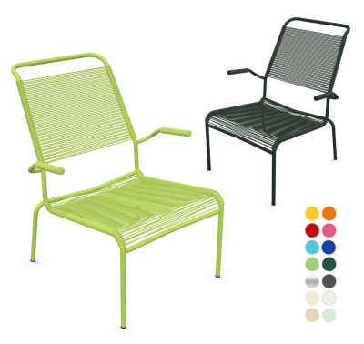 Säntis Spaghetti Lounger Hochlehner mit Armlehnen beschichtet